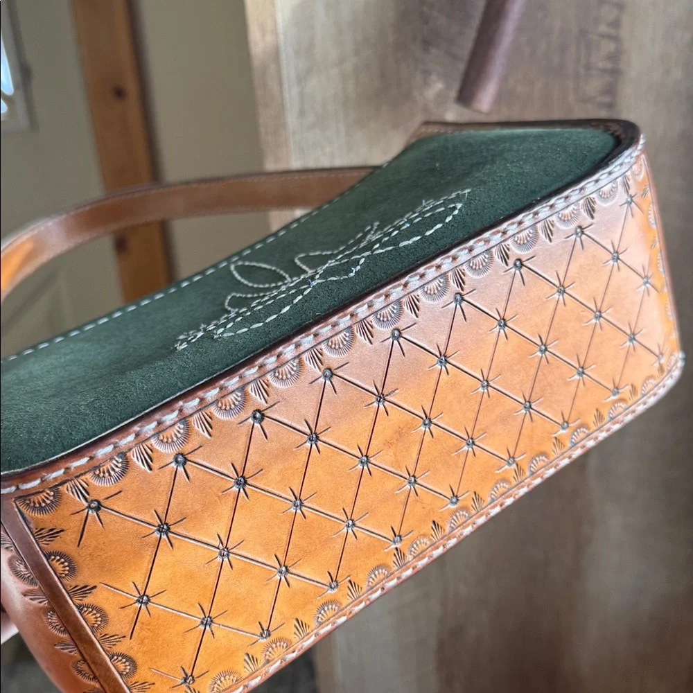 Green Suede Shoulder Bag - Picture 3 of 7